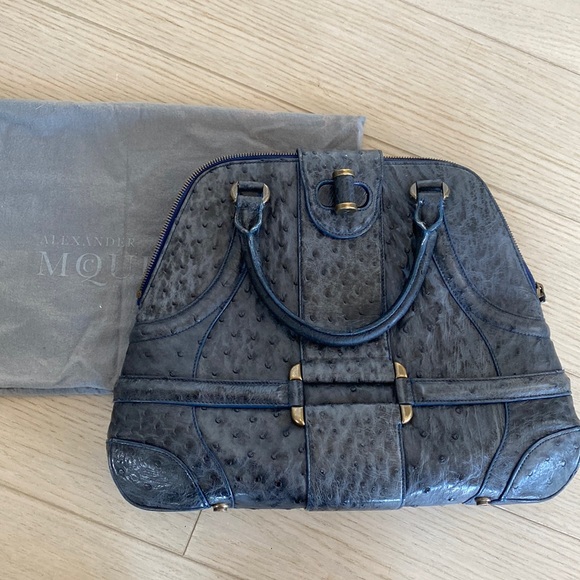 Alexander McQueen Handbags - Alexander McQueen blue Novak bag - exotic ostrich leather